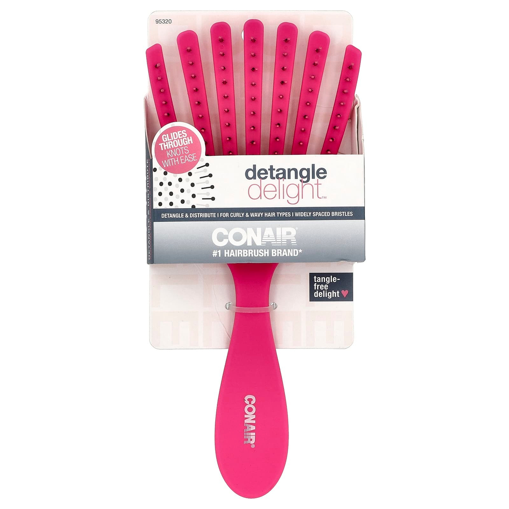 Conair, Detangle Delight™, расческа для вьющихся и волнистых волос, розовый, 1 шт.