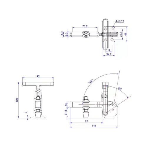 Зажим механический удлинённый с вертикальной Т- образной рукояткой Woodwork GH-12133