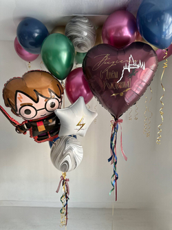 Воздушные гелиевые шарики с доставкой по Хабаровску Гарри Потер/Сова бордовый/темно синий №4903