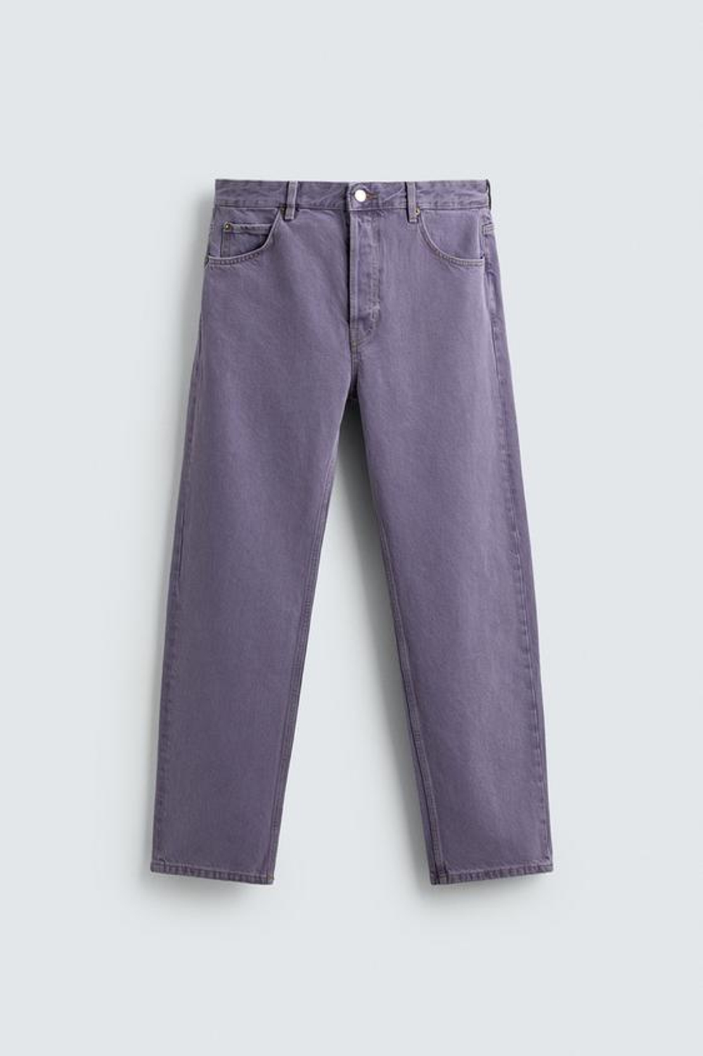 ZARA ДЖИНСЫ STRAIGHT FIT С ЭФФЕКТОМ ПОТЕРТОСТИ, ЛИЛОВЫЙ