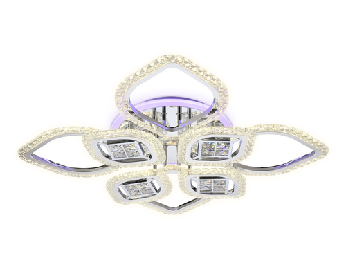 Потолочный светодиодный светильник с пультом FA283/4+4 CH хром 147W 750*750*120 (ПДУ РАДИО 2.4G)