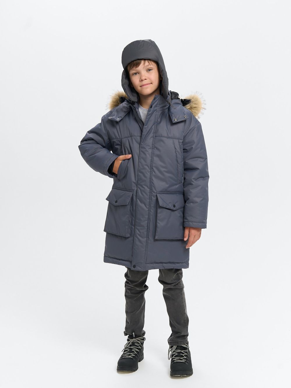 Парка зимняя "Графит" подростковая 7+