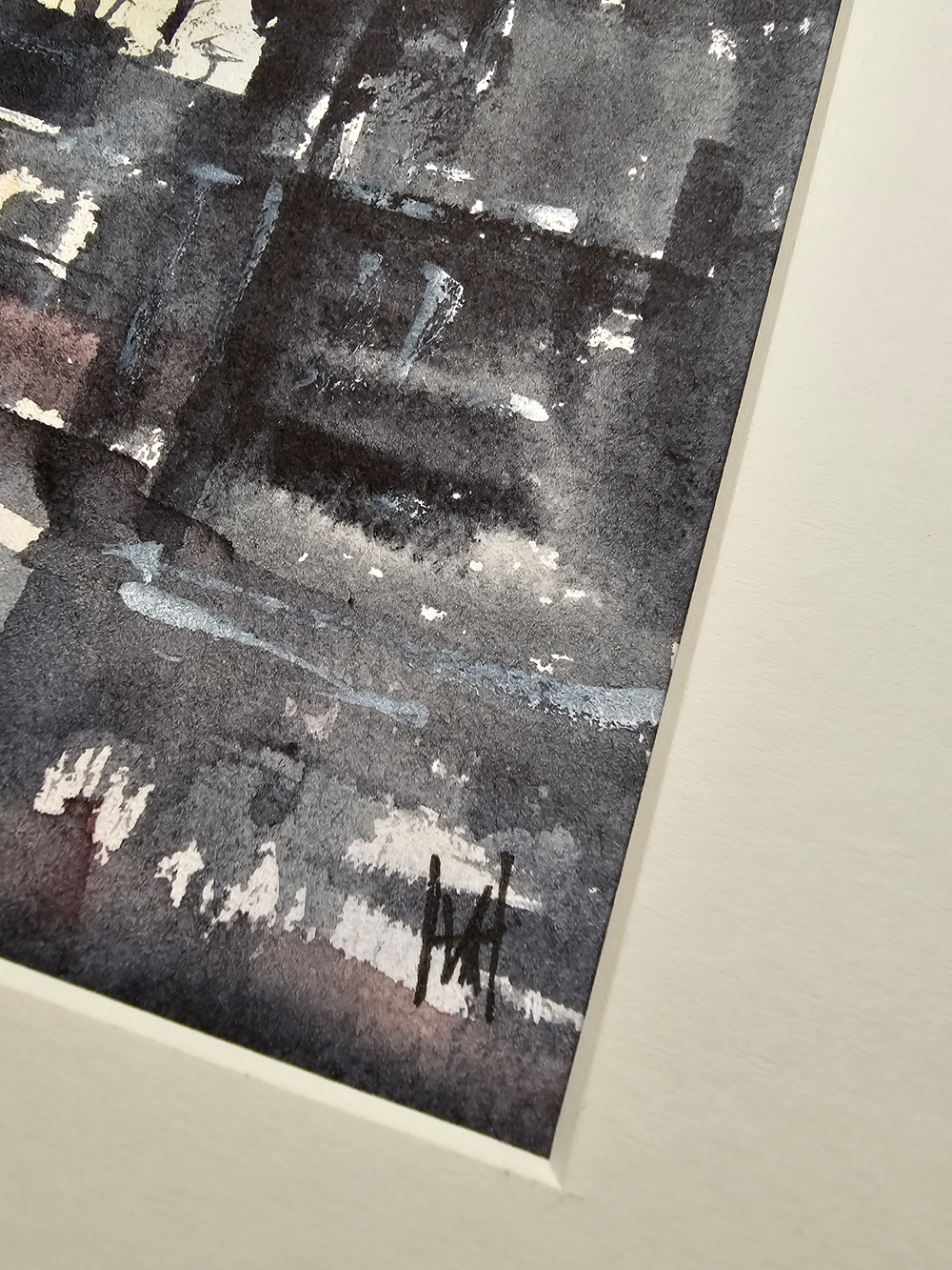 Картина авторская акварельная в паспарту 30х40 см на стену для интерьера "Индустриальный пейзаж"