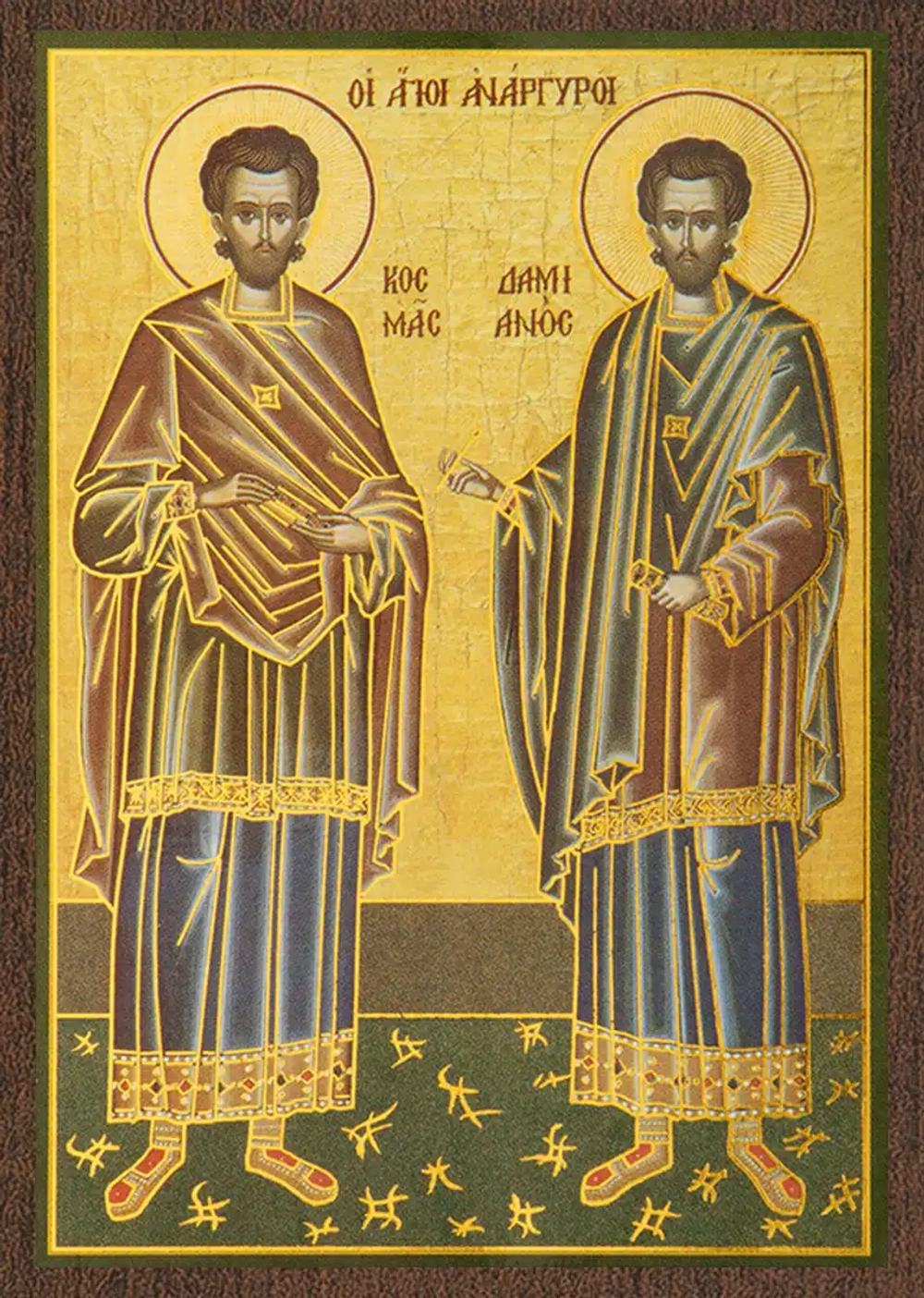 Икона "Косма и Дамиан" 6х9 на МДФ-6