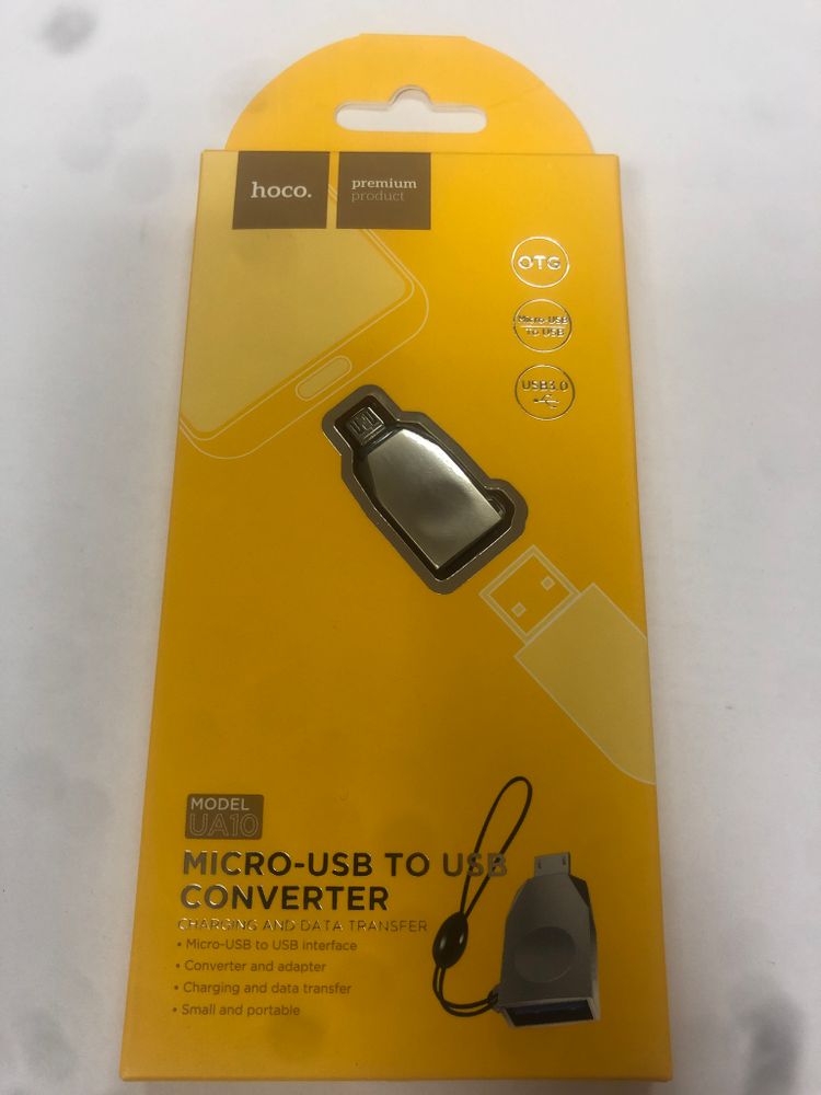 Адаптер MicroUSB - OTG Hoco UA10 Серебро