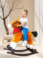 Лошадка каталка-качалка AMAROBABY (West), с колесами, коричневый, 69.5x28.5x74 см