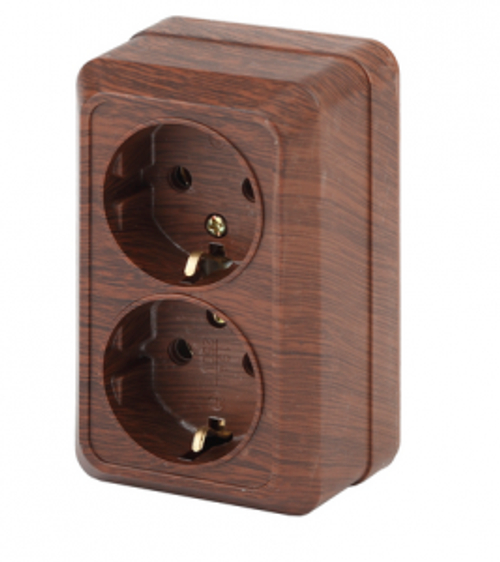 Intro Quadro Венге Розетка 2х2P+E Schuko, 16АХ-250В, открытая установка