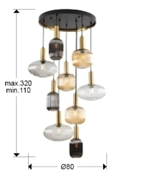 Люстра Norma 9L черный/латунь DIM