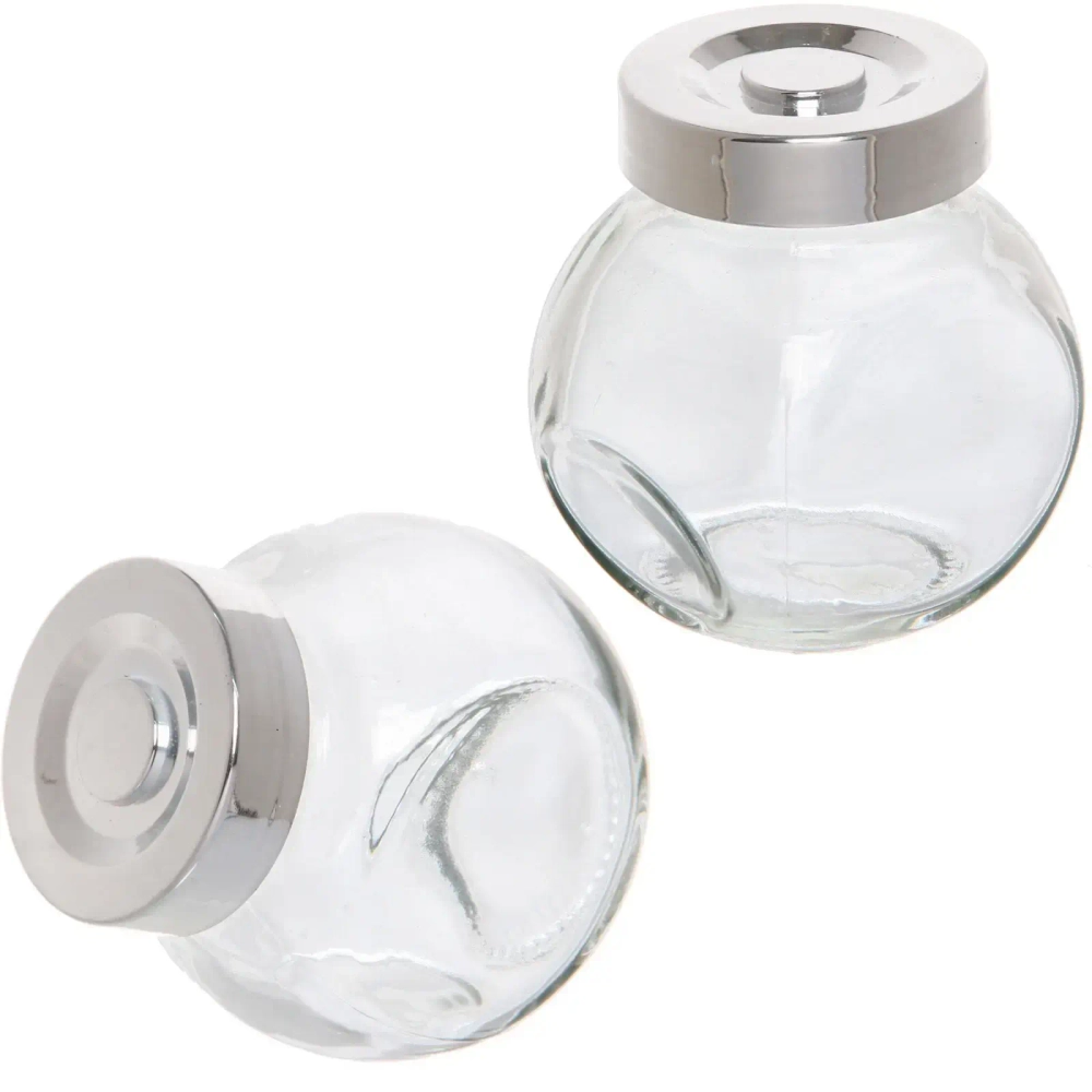 Банка для продуктов стеклянная 100 мл с крышкой, плоская