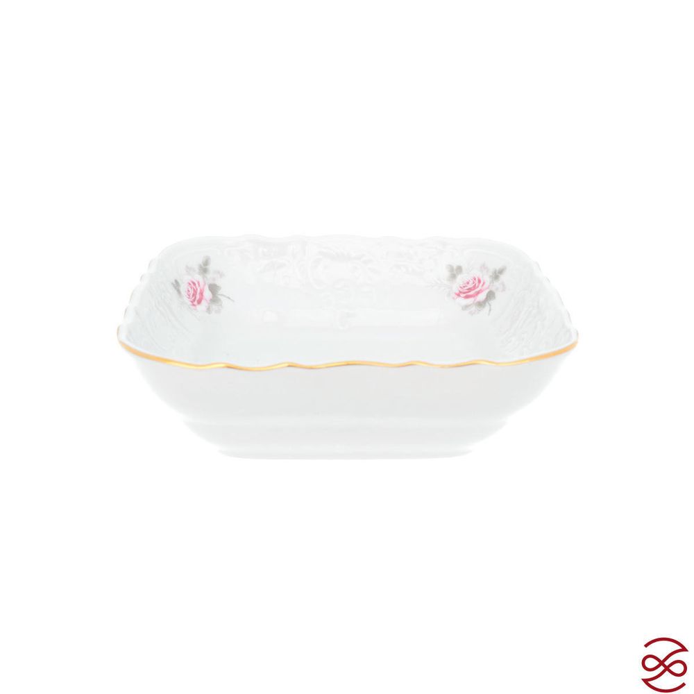 Салатник квадратный Bernadotte Серая роза золото 16 см