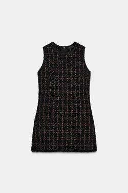 ZARA МИНИ-ПЛАТЬЕ ИЗ СТРУКТУРИРОВАННОГО ТРИКОТАЖА, РАЗНОЦВЕТНЫЙ