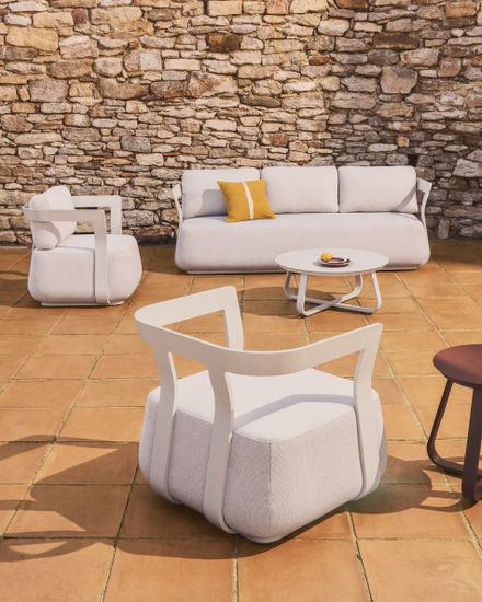 Уличный столик Tamaris из алюминия цвета экрю Ø80 см