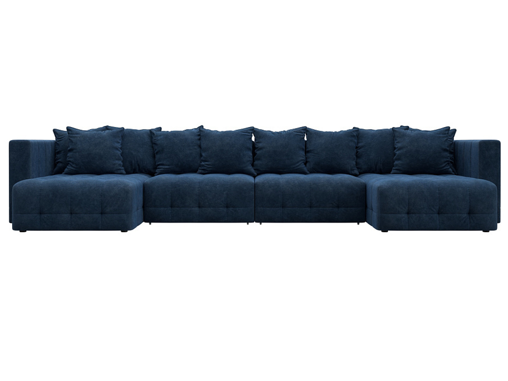 Диван П-образный Лига-052 НПБ Лонг, BRUT 11 ВЕЛЮР синий