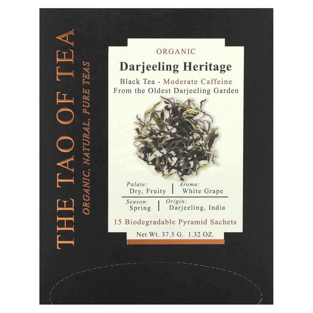 The Tao of Tea, органический черный чай, Darjiling Heritage, 15 пакетиков-пирамид, 37,5 г (1,32 унции)