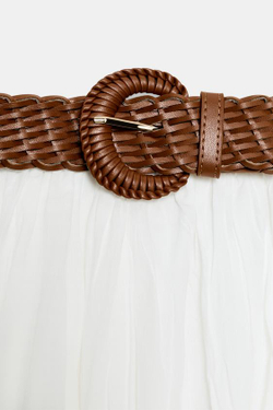 ZARA ЮБКА МИДИ С РЕМНЕМ, БЕЛЫЙ