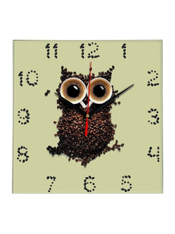 Настенные часы SouvenirClock Филин из зерен кофе, 28 см, Декор для дома, подарок