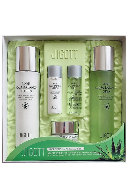 Jigott Aloe Aqua Balance Skin Care 3Set набор для лица с экстрактом алоэ