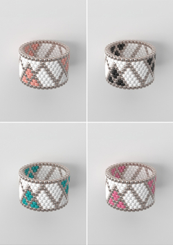 Схема кольца из бисера, узор PEYOTE, мозаичное плетение, четный счет, узор пейот из Miyuki Delica 11/0, файл PDF, RING_15