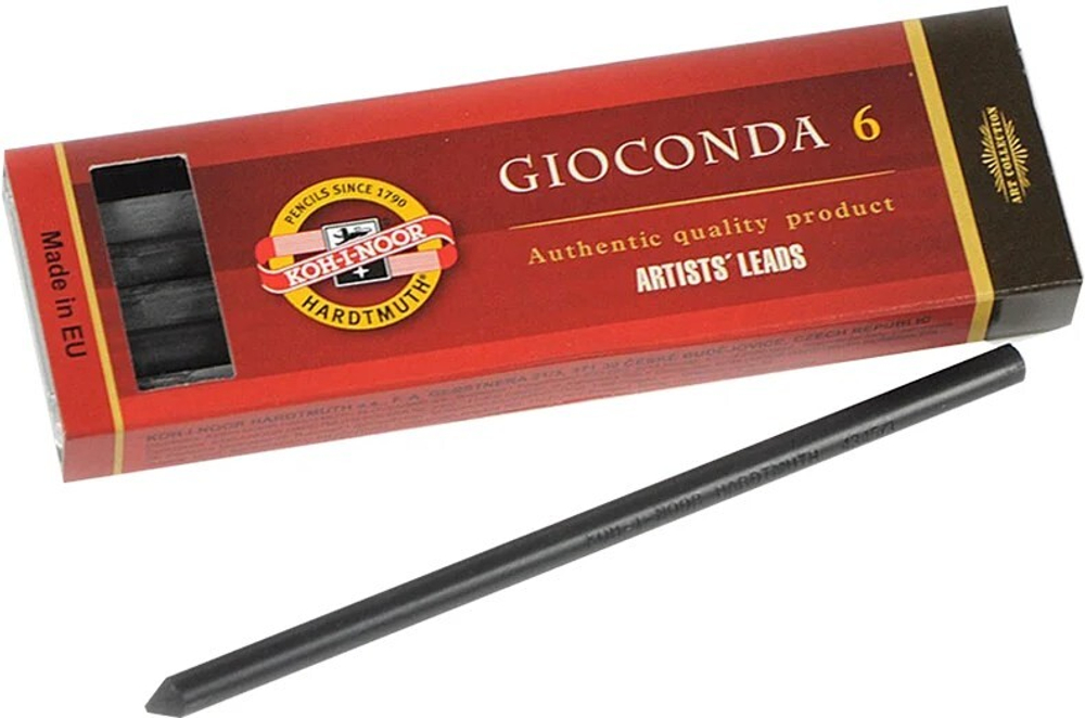 Стержени графитовые Gioconda "KOH-I-NOOR" 4865/4В для рисования, L= 120 мм, D=5,6 мм, 6 шт/уп