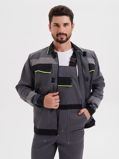 Костюм "Система" полукомбинезон (т.серый/черный/лимон)