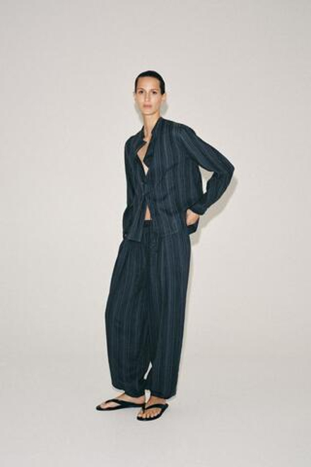 ZARA БРЮКИ-БАЛЛОНЫ В ПОЛОСКУ — ZW COLLECTION, ИНДИГО