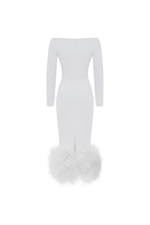 Платье миди удлиненное из крепа с бахромой