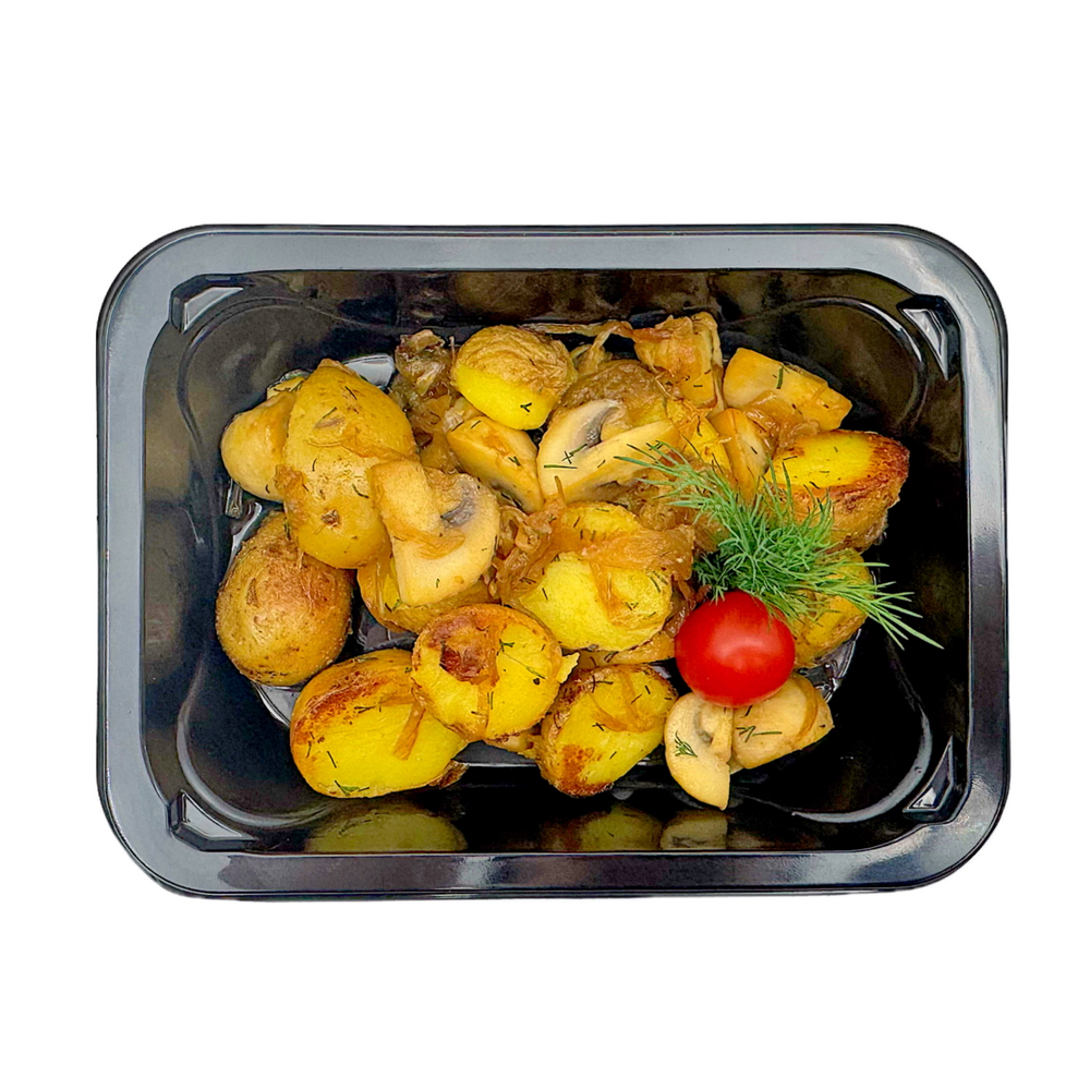 Бейби картофель с луком и грибами