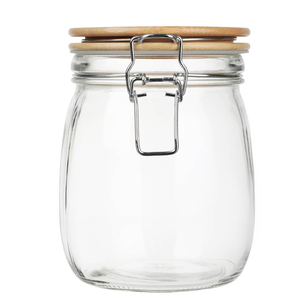 Банка для сыпучих продуктов 750мл 11x14,5см, стекло, крышка бамбук