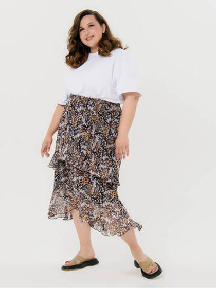 Юбка с воланами, шифон "крылья бабочки"