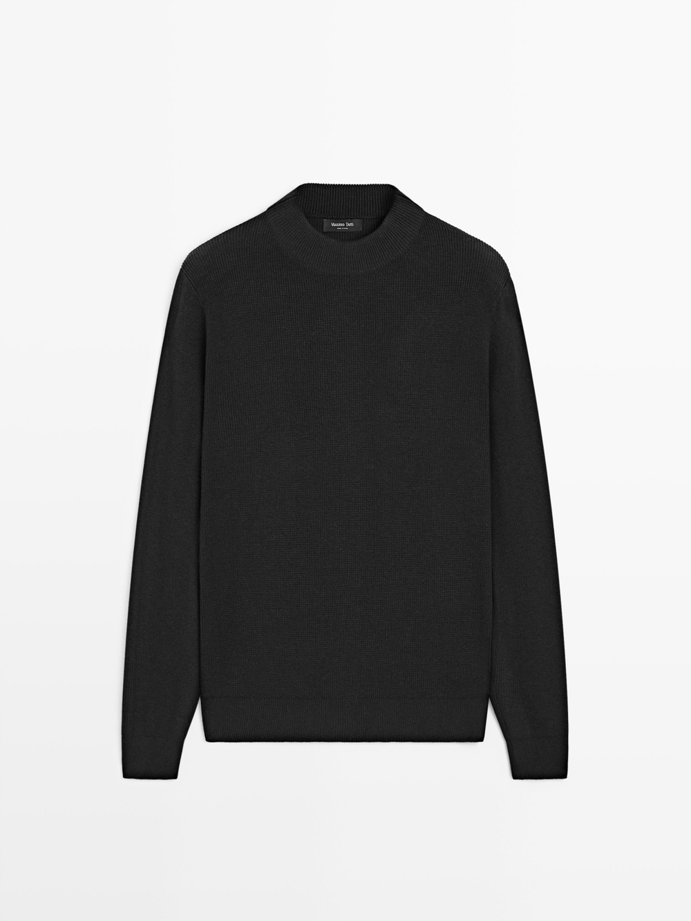 Massimo Dutti Свитер из смесового хлопка с высоким воротником, черный