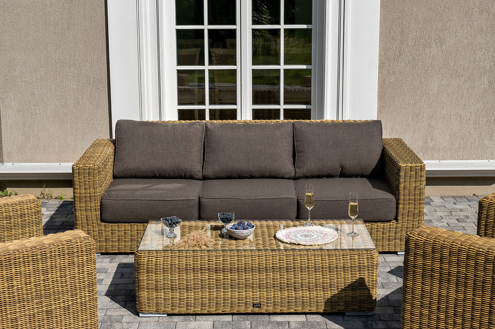 "Боно" лаунж-зона из искусственного ротанга, цвет соломенный