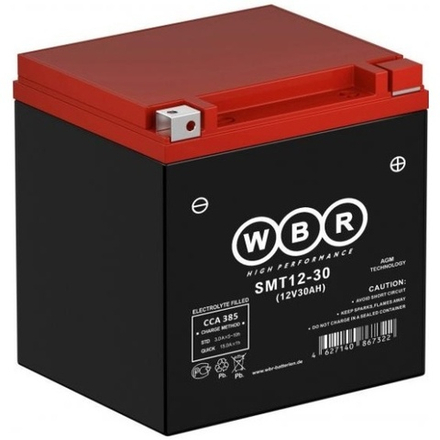 Аккумулятор SMT12-30 WBR YTX30L, YB30L-B, YTX30L-BS 166х126х173 30 а/ч