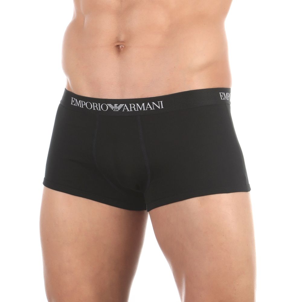 Набор мужских трусов боксеров 2в1 (черный, светло-серый меланж) Emporio Armani 111613_CC722 97120