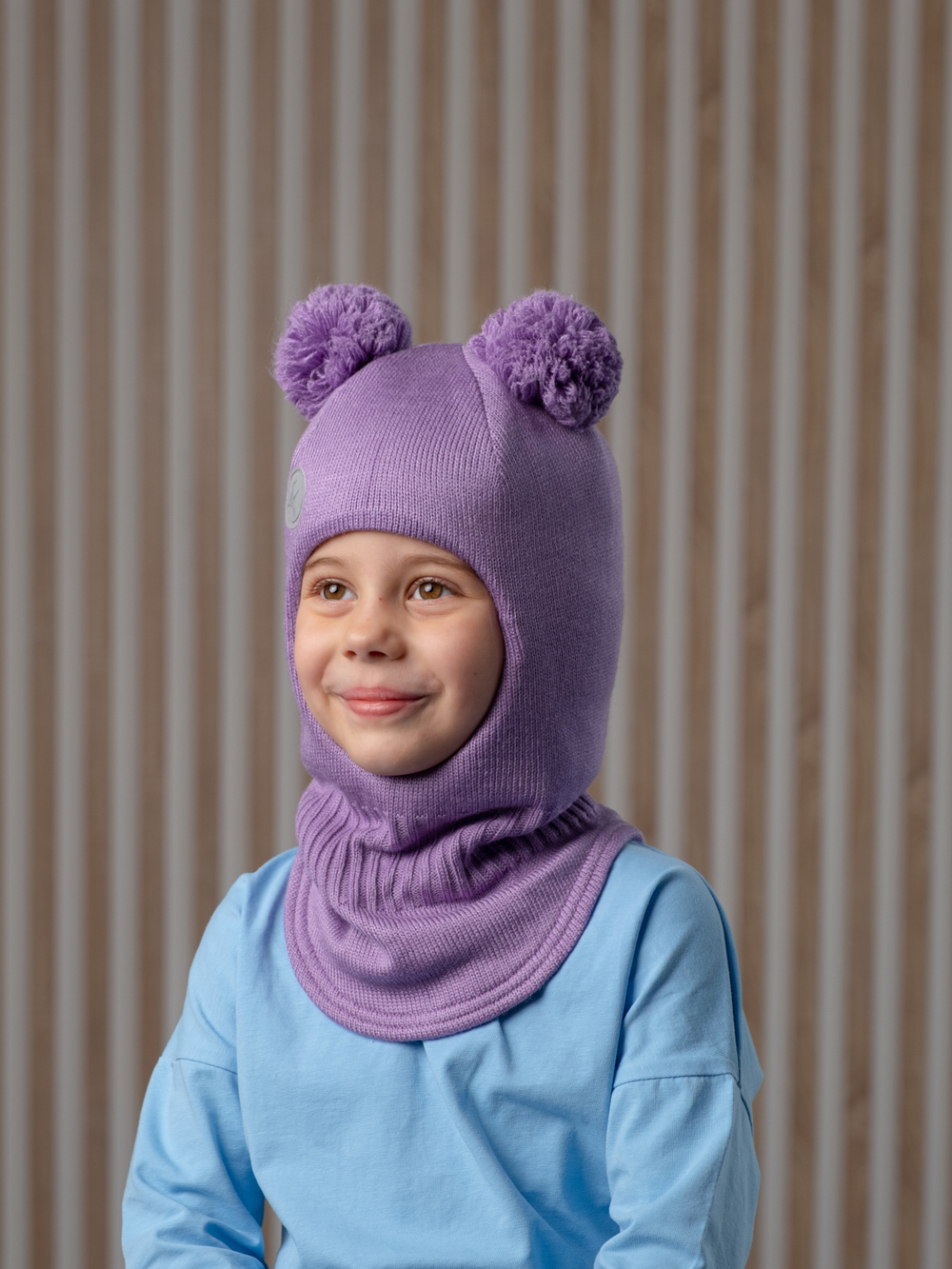 Шлем зимний вязаный (Сирень) ЗУМ-ЗУМ