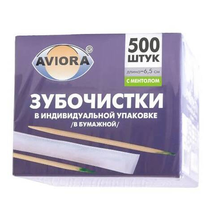 Зубочистки в инд Бумага .уп/ 500шт МЕНТОЛ АВИОРА