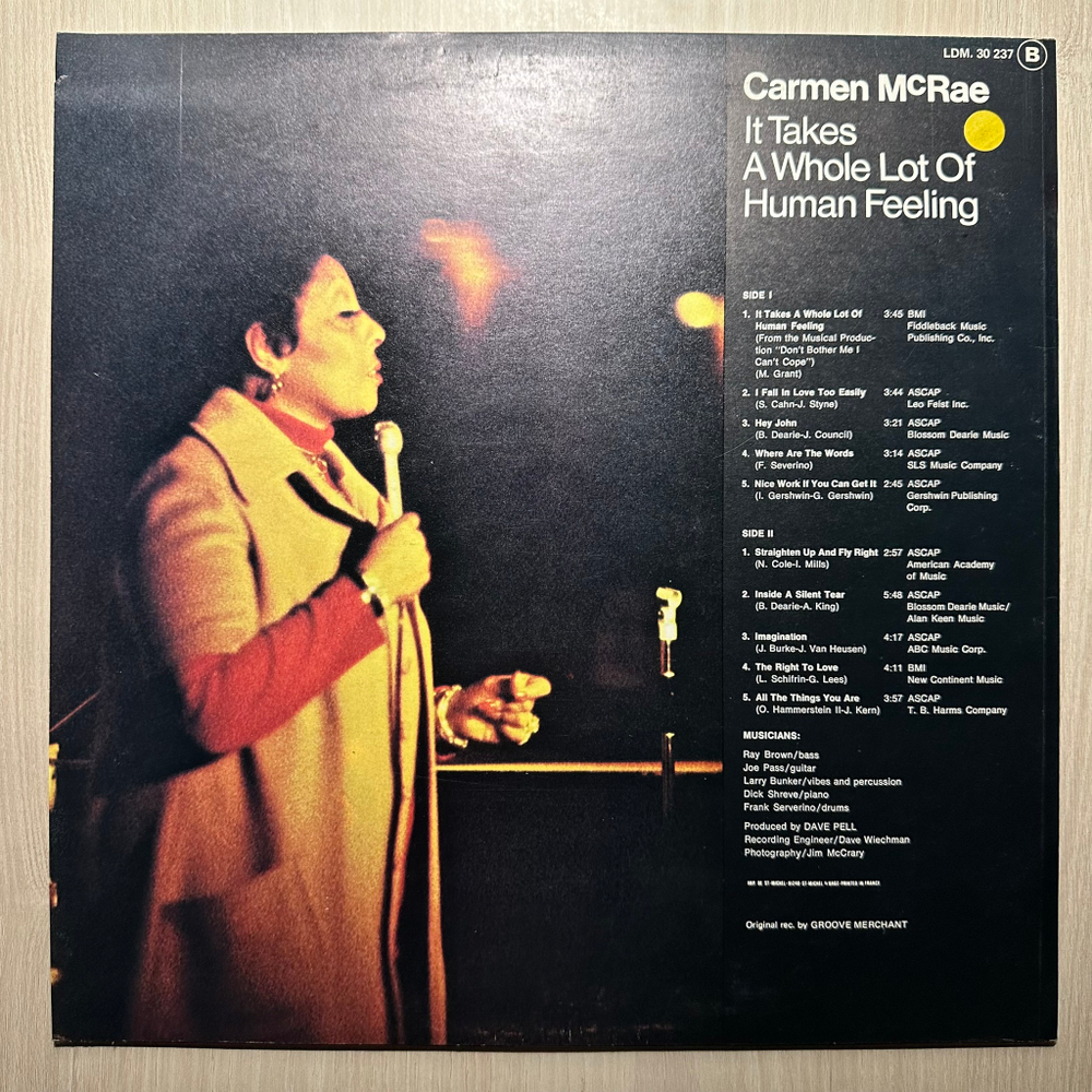 Carmen McRae - It Takes A Whole Lot Of Human Feeling (Франция 1973г.)