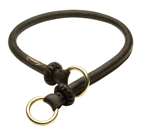 Ошейник-удавка круглый кожаный "BLESSED INNOCENCE" черный арт С97 35см