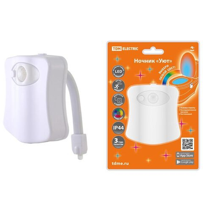 Ночник TDM, Уют, настен, пластик, 0.5 Вт, 4.5 В, с датчиком движения, RGB, 3хААА, SQ0357-0124