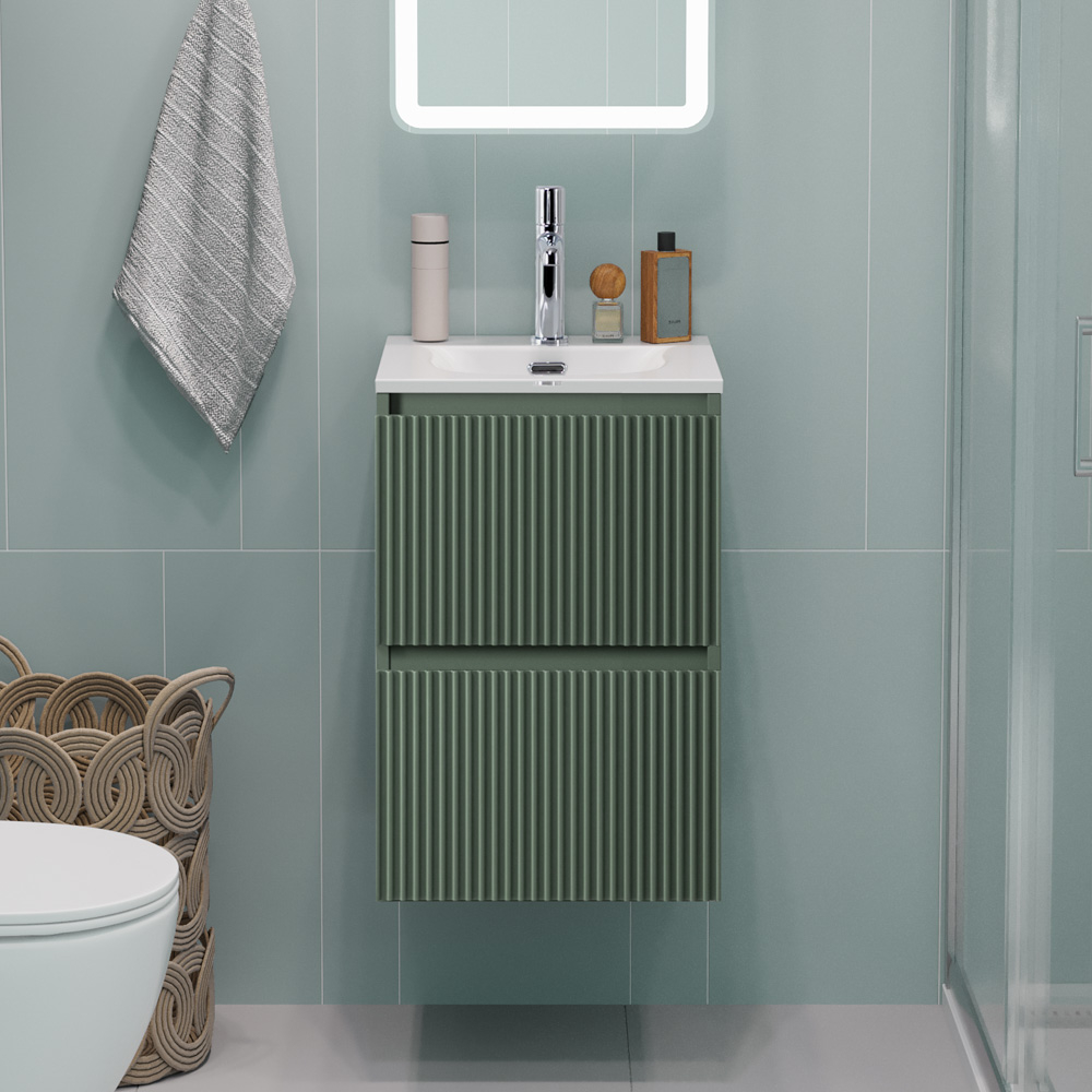 Тумба с раковиной подвесная BelBagno UNO-MINI-400-2C-SO-VO Еловый матовый, раковина белая BB-8099-3-40