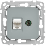 FLITE Розетка 2-местная RJ45/TV категория 5Е UTP РКТВ5е-2-0-ФлС серый IEK