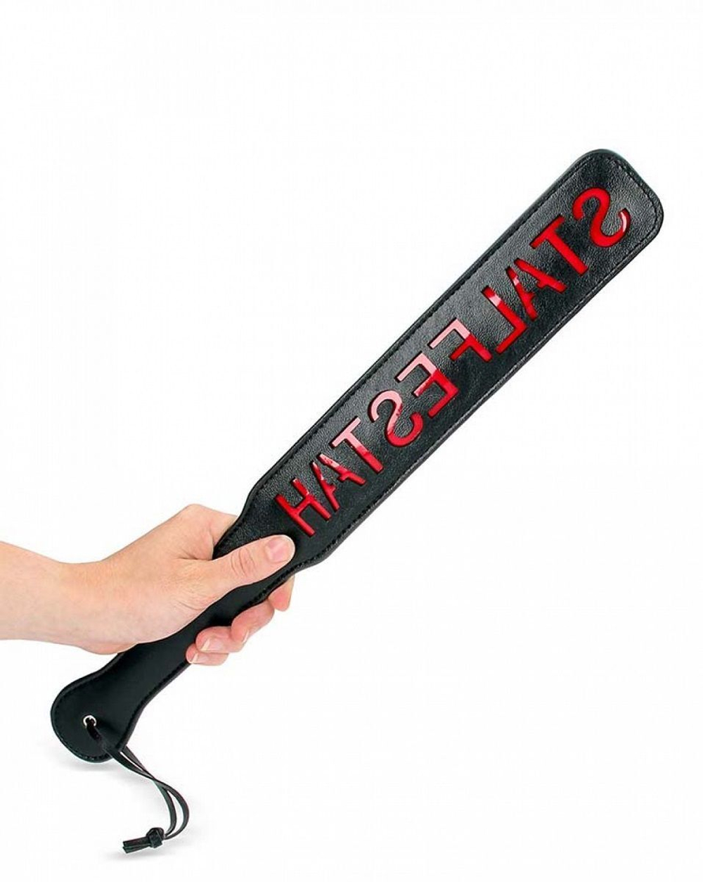 Гладкая черная шлепалка с надписью HATSEFLATS - 48 см. (Цвет: черный с красным)