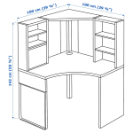 Угловой письменный стол - IKEA MICKE, 100х100 см, белый, МИККЕ ИКЕА
