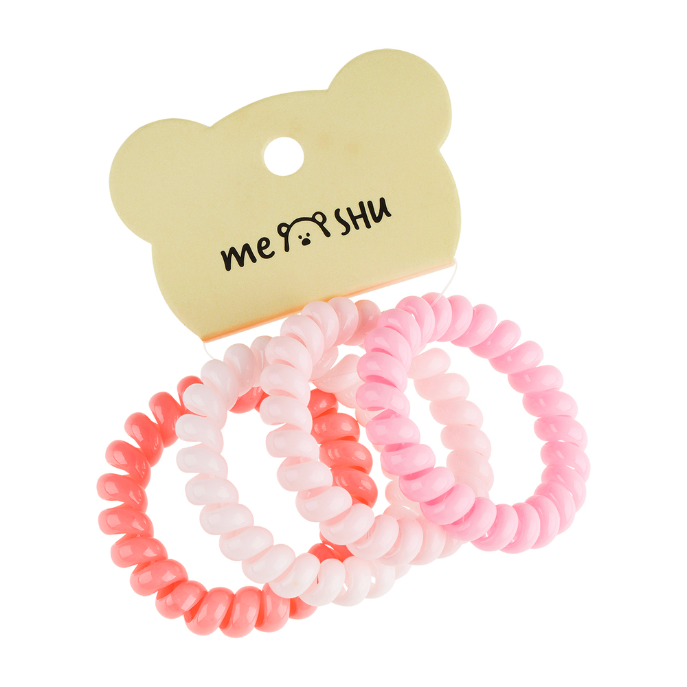 Резинки для волос MESHU, пружинки, розовые ассорти, 4шт., диаметр 4,5см, европодвес MS_60570