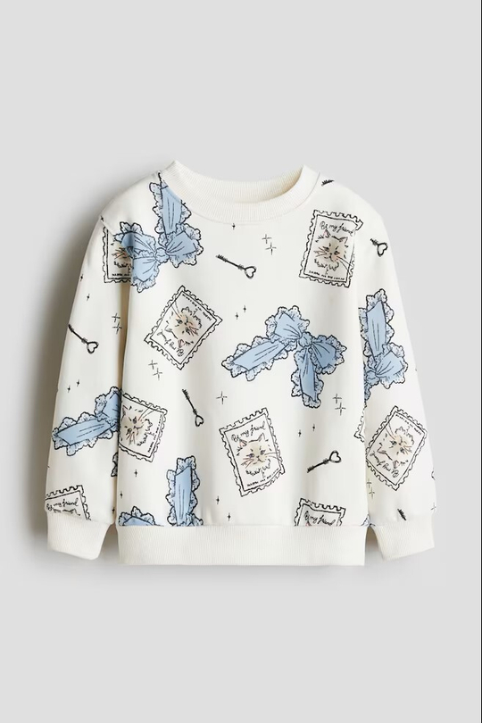 H&M Толстовка с круглым вырезом и принтом, белый