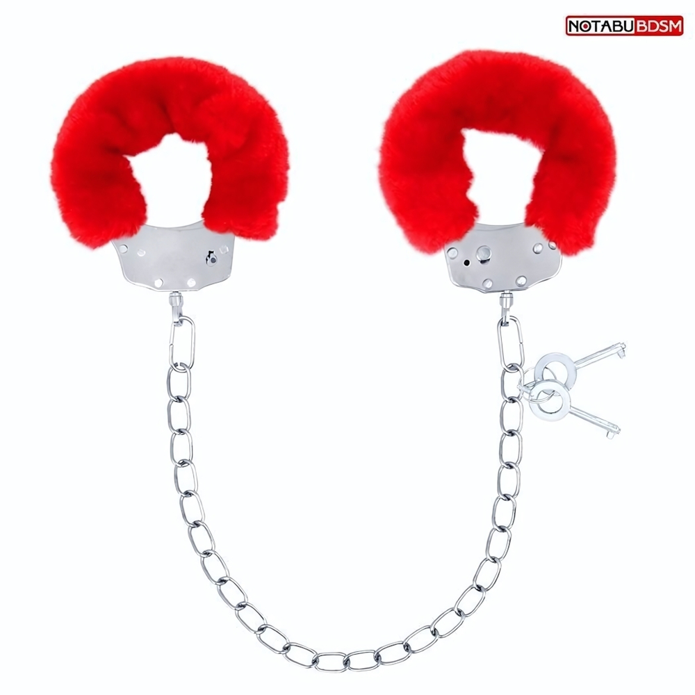 Металлические оковы с мягкой красной опушкой (Цвет: красный)