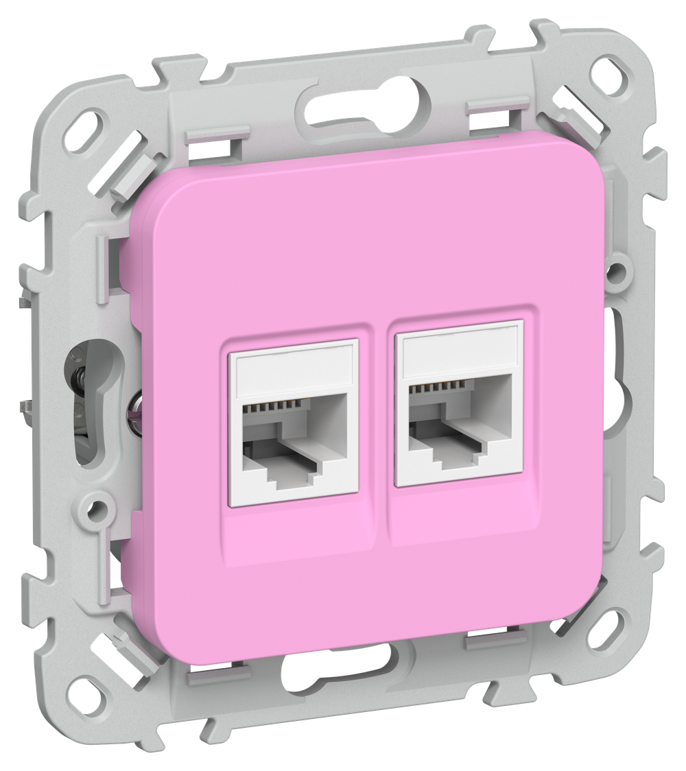FLITE Розетка 2-местная RJ45/RJ11 категория 5Е/3 UTP РКТ5е/3-2-0-ФлПр пурпурный IEK
