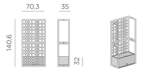 Кашпо модульное Sipario 2, 140х70 см, зеленое