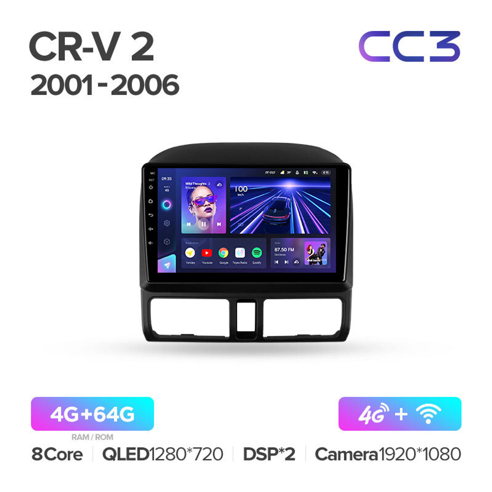 Teyes CC3 9" для Honda CR-V 2 2001-2006