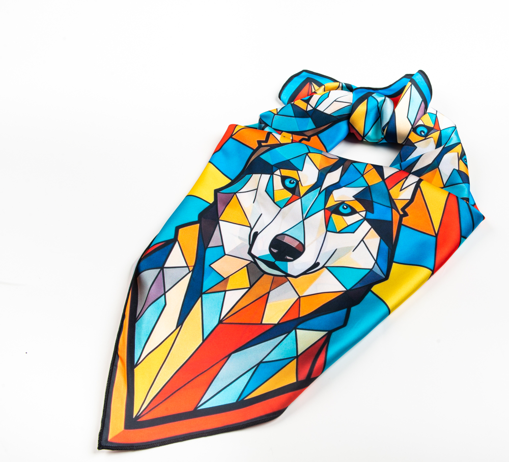 Шейный платок «Хаски (витраж)», 70×70 см