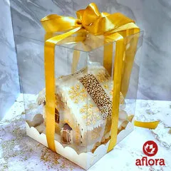 Новогодний пряничный домик Золотой / 15х15 см